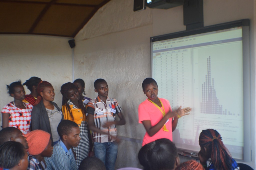 High School students making a presentation of their findings after analysing data using R-Instat